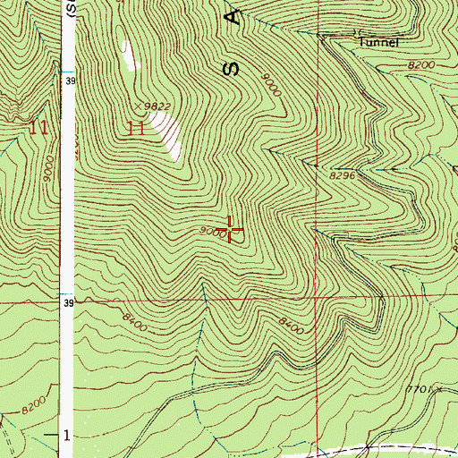 Topographic Map of Peaks Ranger District, AZ