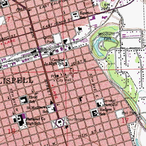 Topographic Map of East Side Historic District, MT