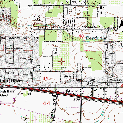 Topographic Map of Century High School, OR