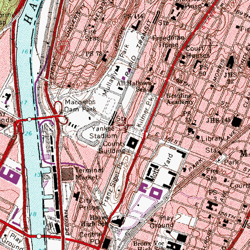 Topographic Map of Babe Ruth Plaza, NY