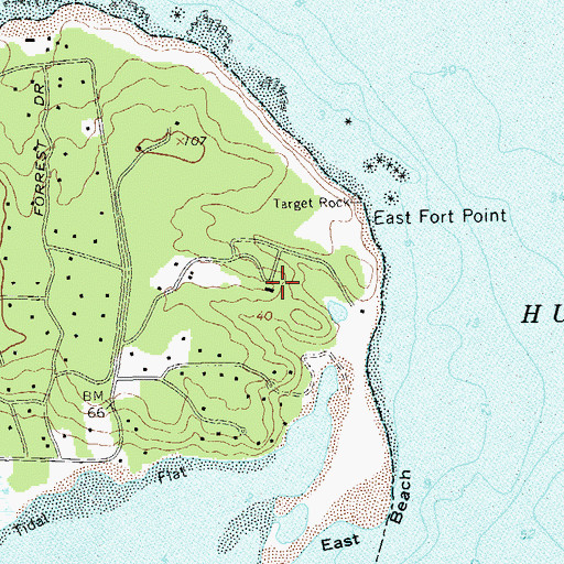 Topographic Map of Target Rock National Wildlife Refuge, NY