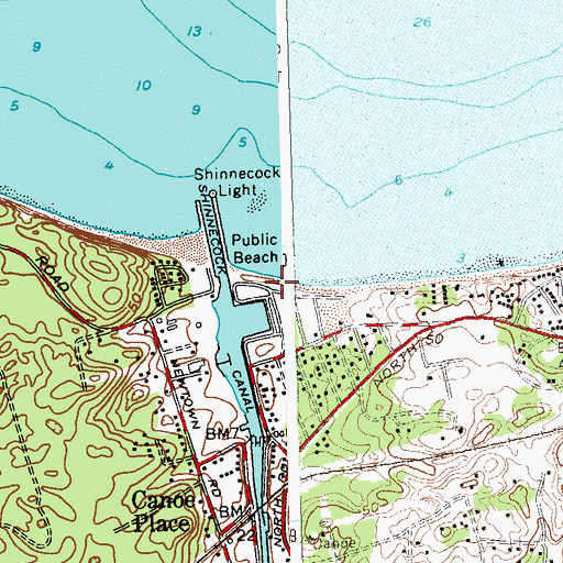 Topographic Map of Meschutt Beach County Park, NY