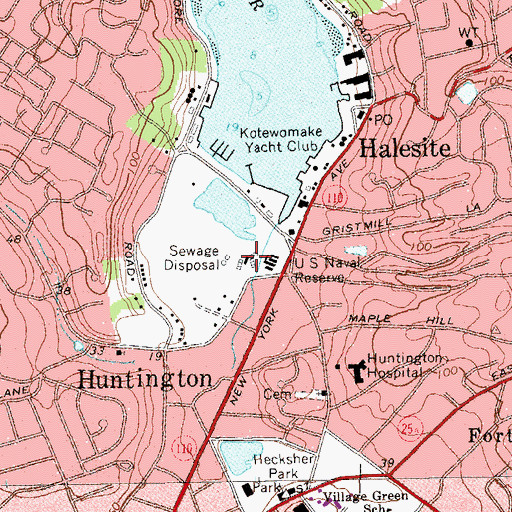 Topographic Map of Huntington Disposal Plant, NY