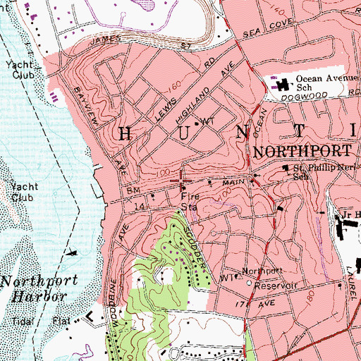 Topographic Map of Northport Public Library, NY