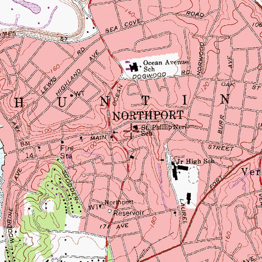 Topographic Map of Saint Philip Neri Roman Catholic Church, NY
