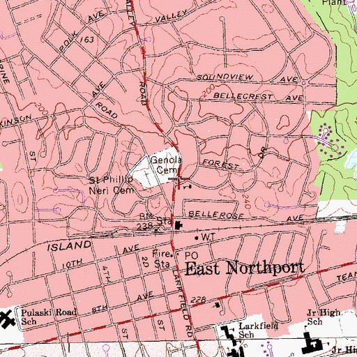 Topographic Map of Saint Paul's Lutheran Church, NY