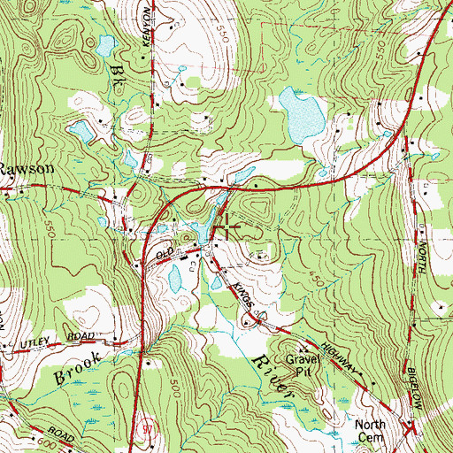 Topographic Map of Hampton Brook, CT