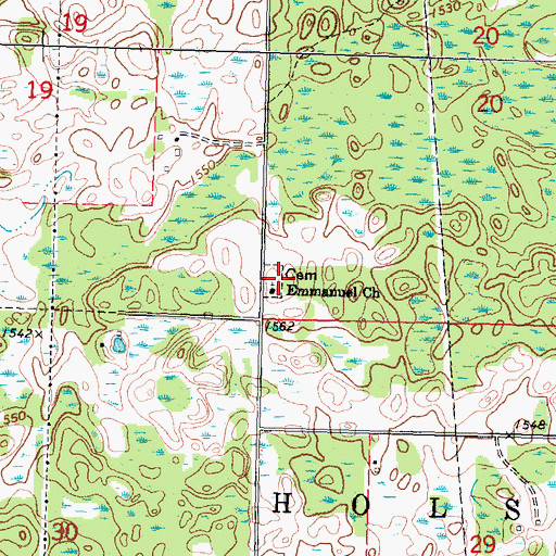 Topographic Map of Emmanuel Cemetery, MN