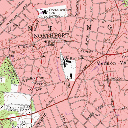 Topographic Map of Laurel Avenue Junior High School, NY