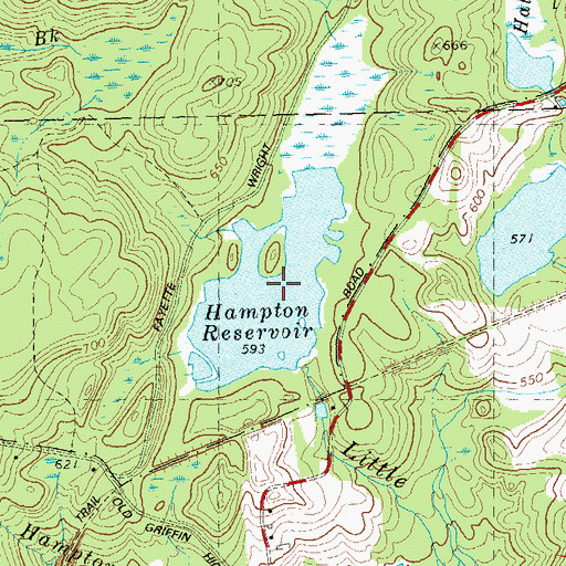 Topographic Map of Hampton Reservoir, CT