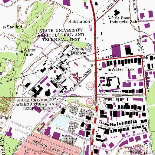 Topographic Map of Hughes Hall, NY