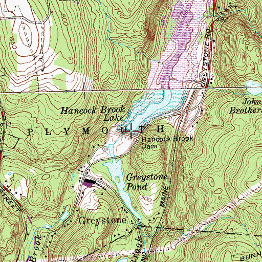 Topographic Map of Hancock Brook Dam, CT