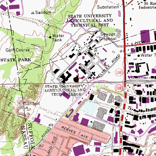 Topographic Map of Roosevelt Hall, NY
