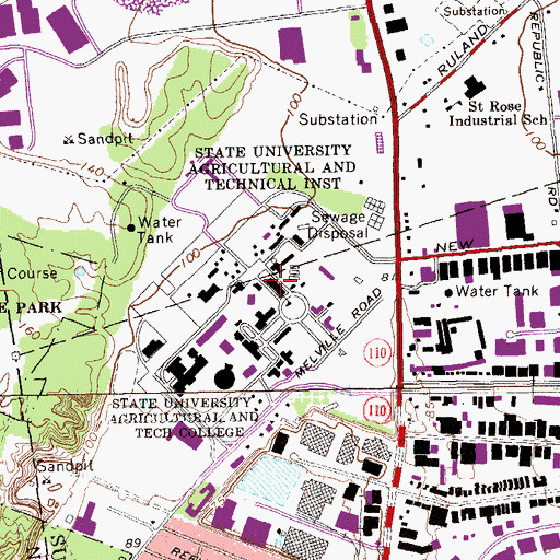 Topographic Map of Thompson Hall, NY