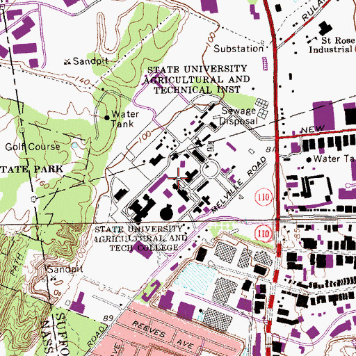 Topographic Map of Ward Hall, NY