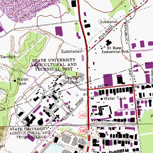 Topographic Map of Broad Hollow Bioscience Park, NY