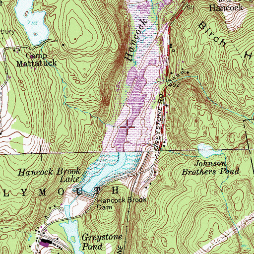 Topographic Map of Hancock Brook Lake, CT