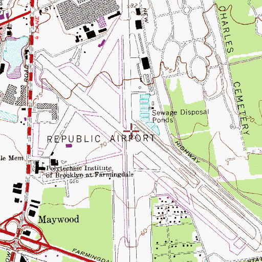 Topographic Map of Farmingdale Army Air Field (historical), NY