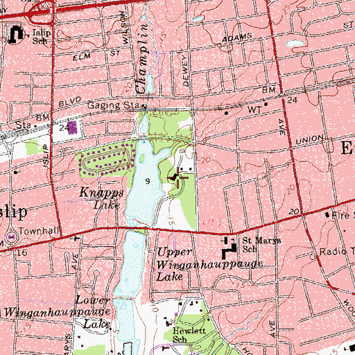 Topographic Map of Brookwood Hall Park, NY