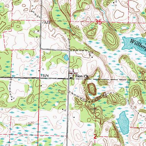 Topographic Map of Zion Cemetery, MN
