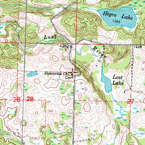 Topographic Map of Concordia Cemetery, MN