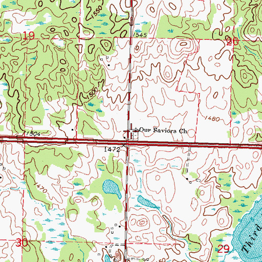 Topographic Map of Our Savior's Cemetery, MN