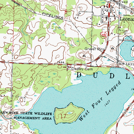 Topographic Map of Dudley Township Cemetery, MN