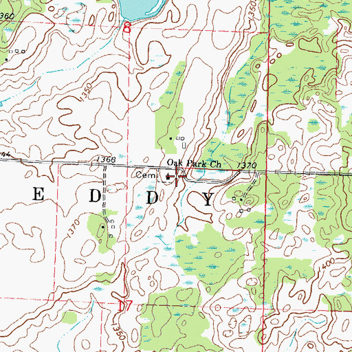 Topographic Map of Oak Park Cemetery, MN