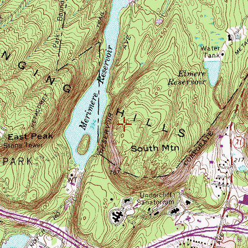 Topographic Map of Hanging Hills, CT