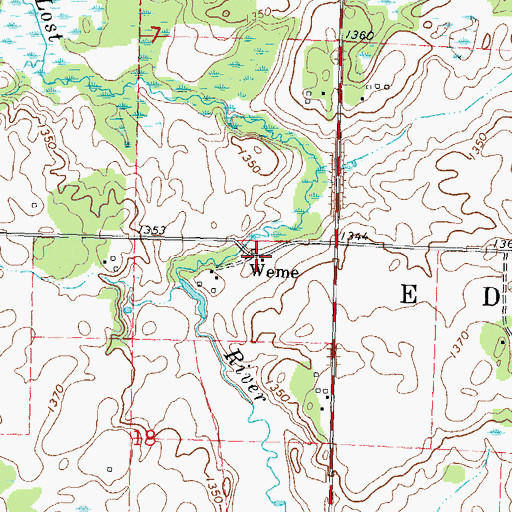 Topographic Map of Weme Post Office (historical), MN