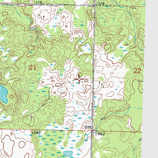 Topographic Map of Starlight Post Office (historical), MN