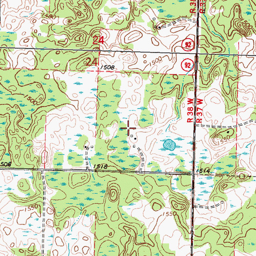 Topographic Map of Rusten Post Office (historical), MN