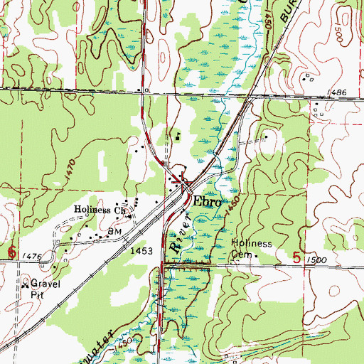 Topographic Map of Ebro, MN