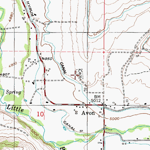 Topographic Map of Avon Cemetery, UT