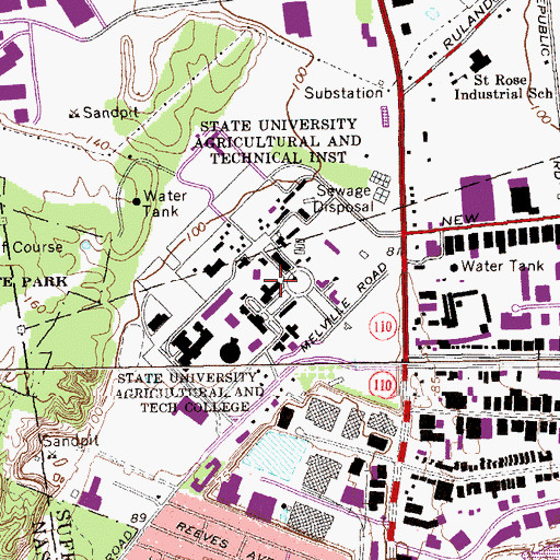 Topographic Map of Farmingdale State University of New York, NY