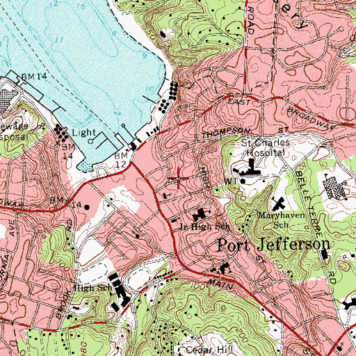 Topographic Map of First Baptist Church of Port Jefferson, NY
