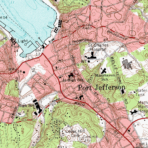Topographic Map of Jefferson School, NY