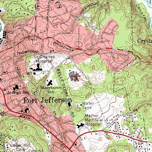 Topographic Map of Port Jefferson Grade School, NY