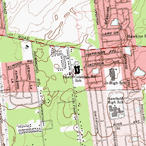 Topographic Map of Centereach Bible Church, NY