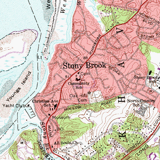 Topographic Map of North Shore Montessori School, NY