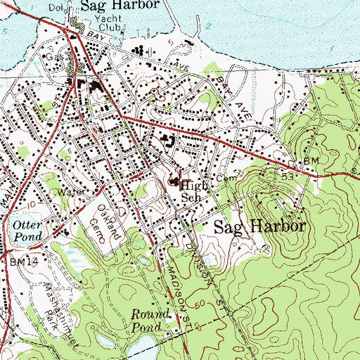 Topographic Map of Pierson High School, NY