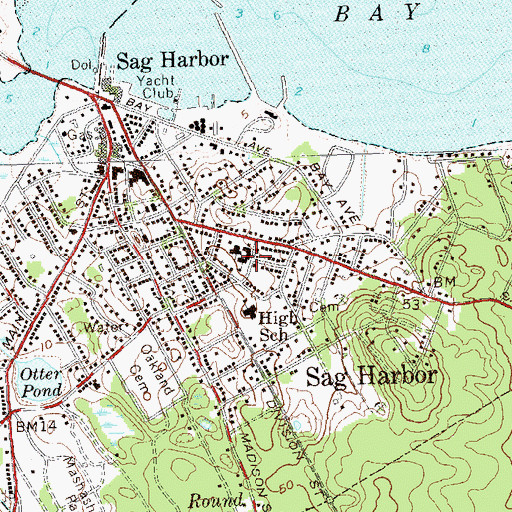 Topographic Map of Sag Harbor Elementary School, NY