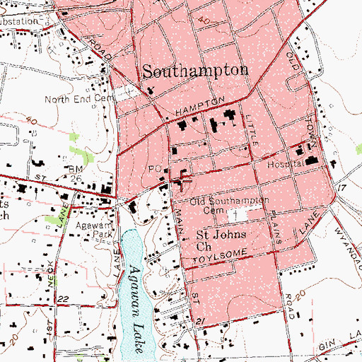 Topographic Map of First Presbyterian Church, NY