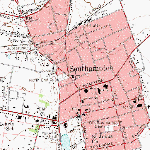 Topographic Map of United Methodist Church of Southampton, NY