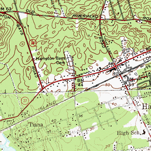 Topographic Map of Hampton Bays United Methodist Church, NY