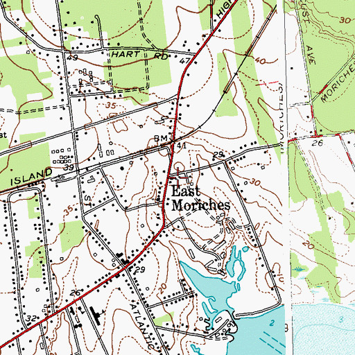 Topographic Map of East Moriches United Methodist Church, NY