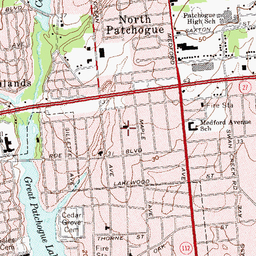 Topographic Map of Lutheran Church of Our Savior, NY