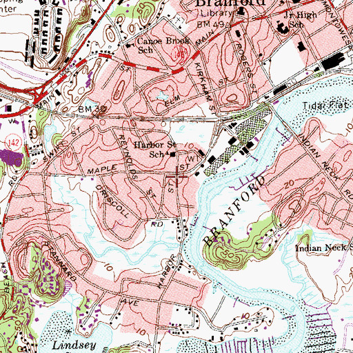 Topographic Map of Harbor Street School, CT