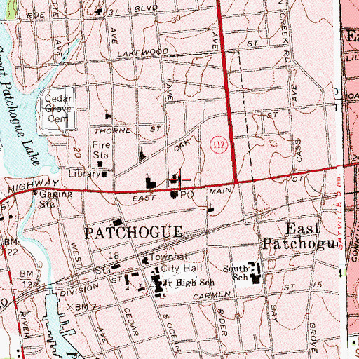Topographic Map of Emanuel Lutheran School, NY