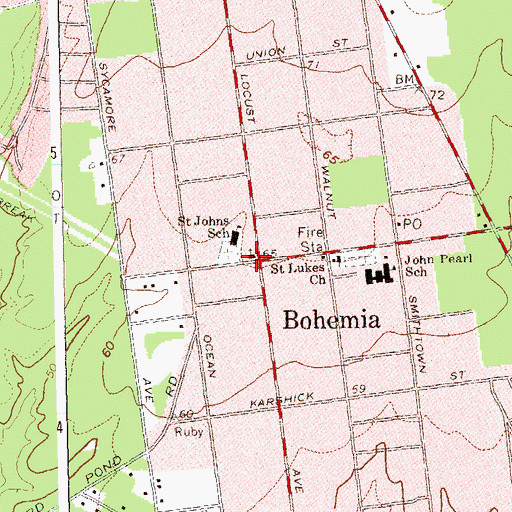 Topographic Map of Saint John Nepomucene Roman Catholic Church, NY